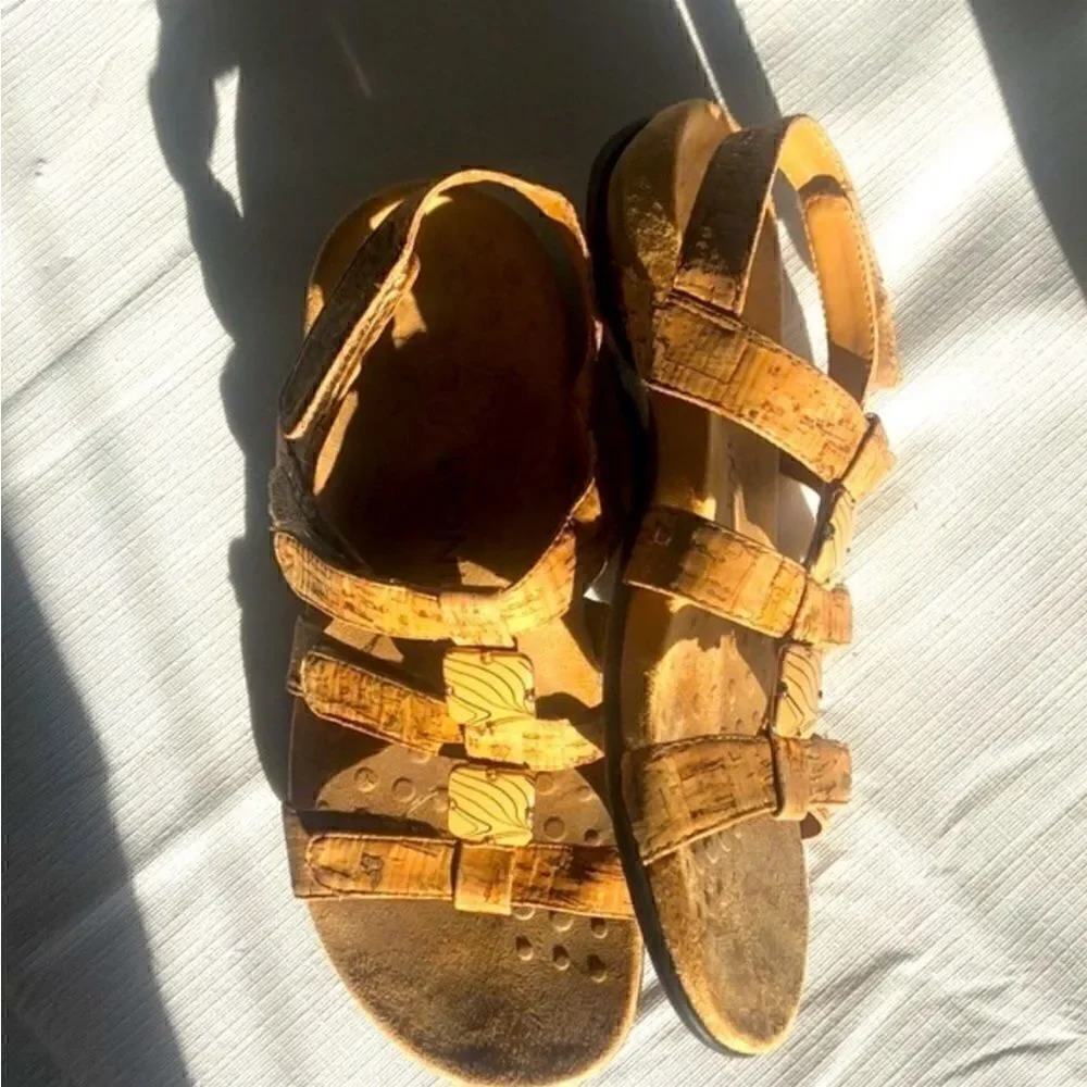 Vionic Strappy Comfort Leather Cork Sandals